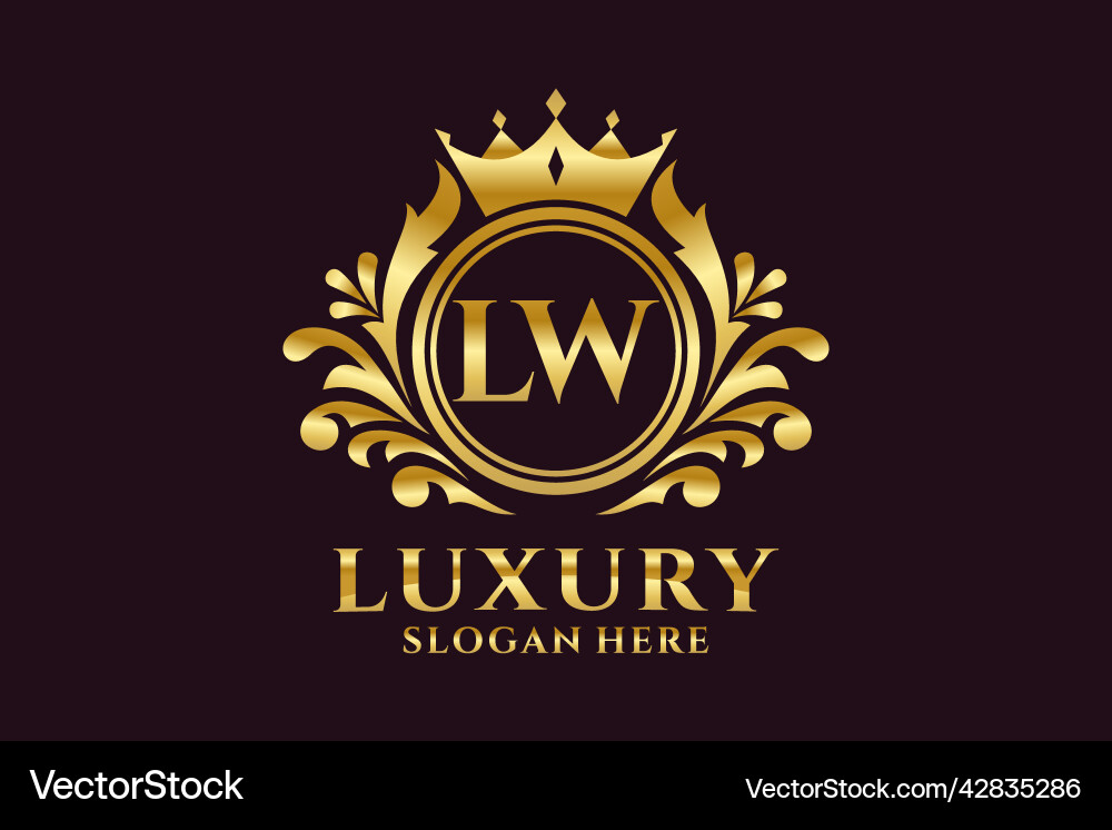 Initial lw letter royal luxury logo template Vector Image
