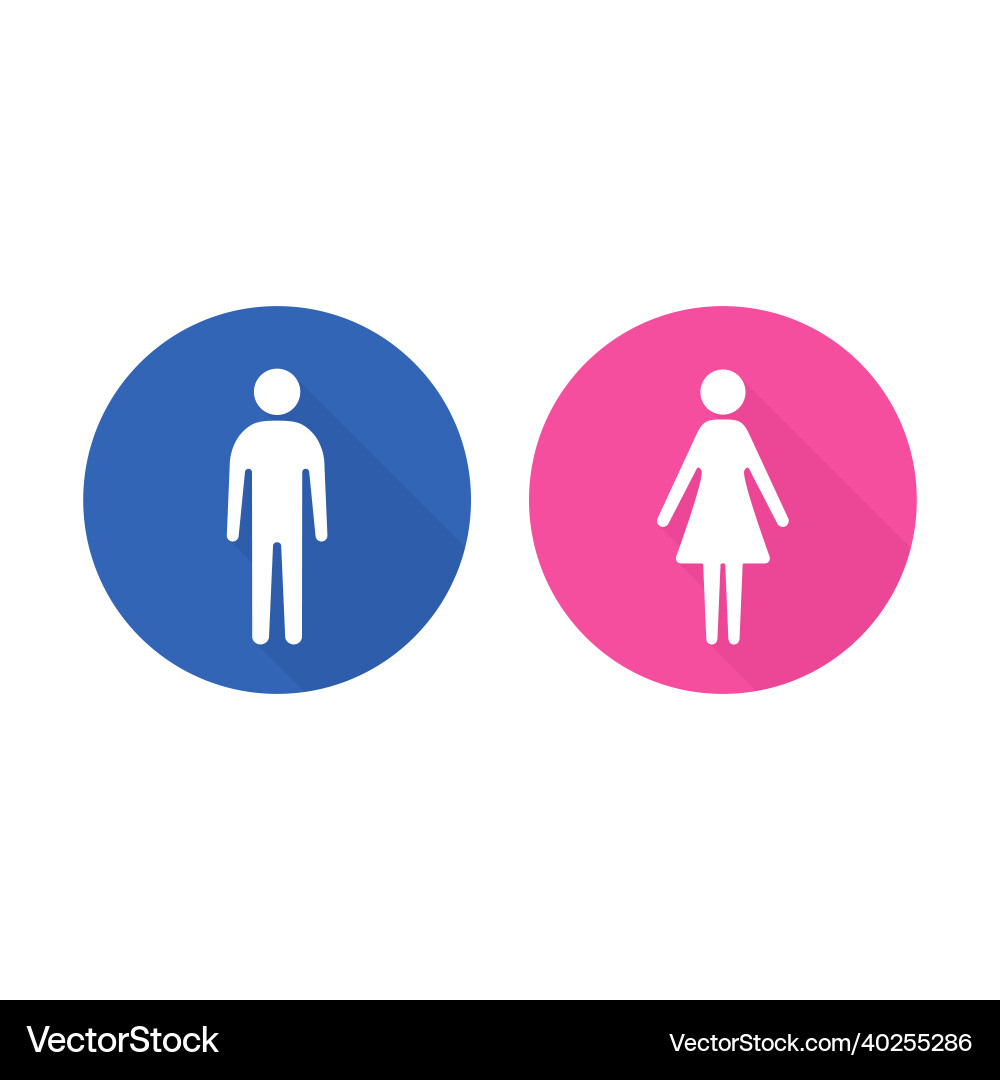Man and woman icon with long shadow flat design Vector Image