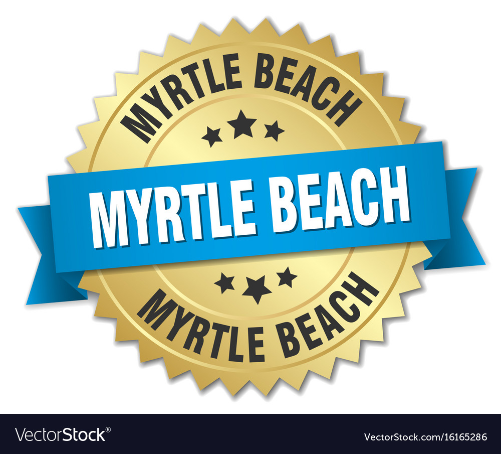 Myrtle Strand rund goldene Abzeichen mit blauem Band