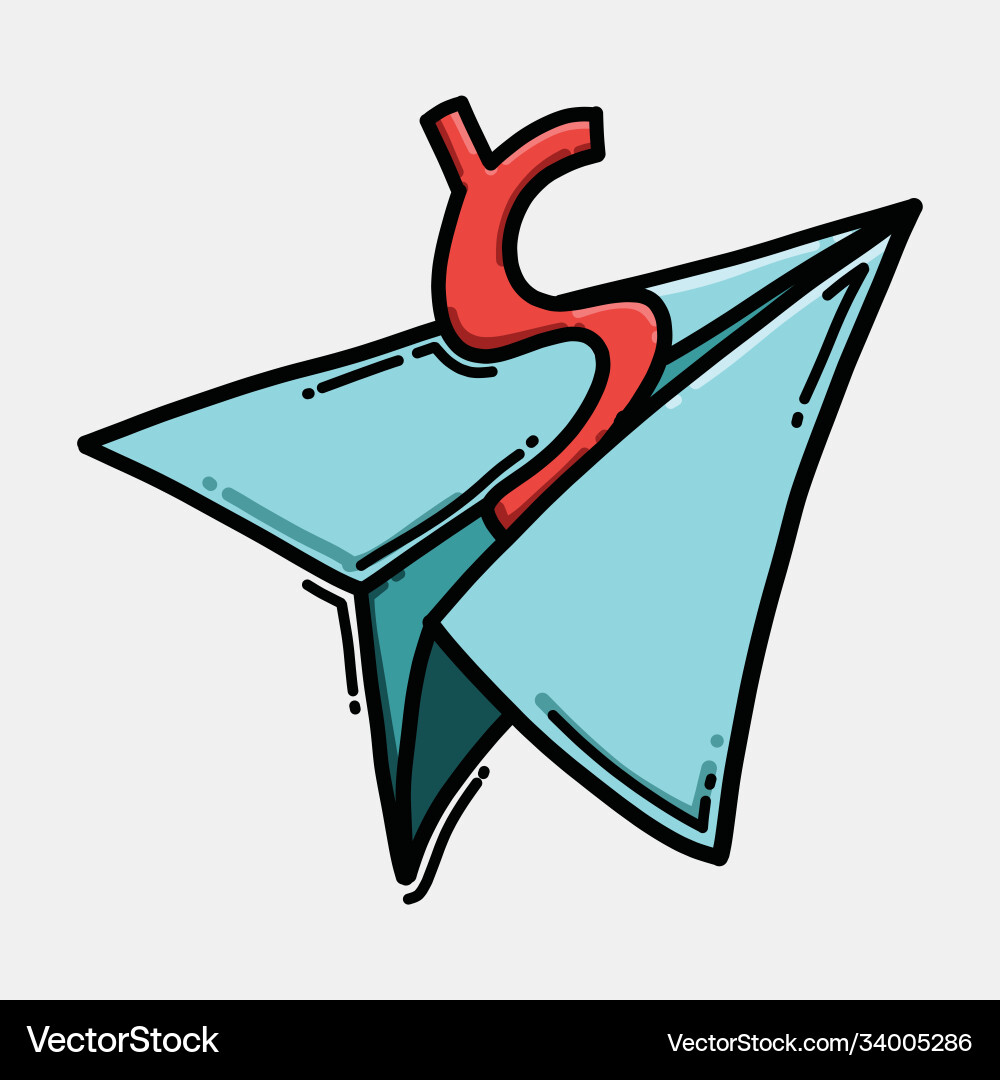Paper jet color icon drawing sketch hand drawn Vector Image