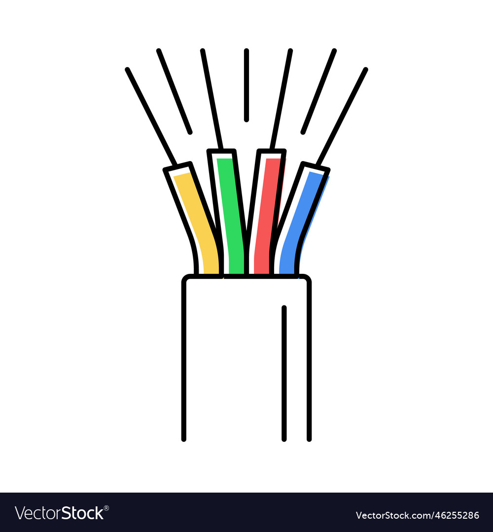 Phone wire cable color icon Royalty Free Vector Image