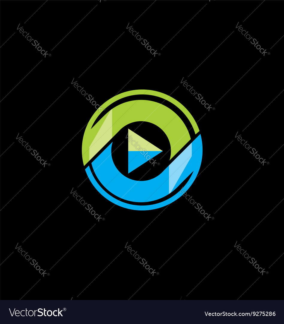 Play button media technology logo Royalty Free Vector Image