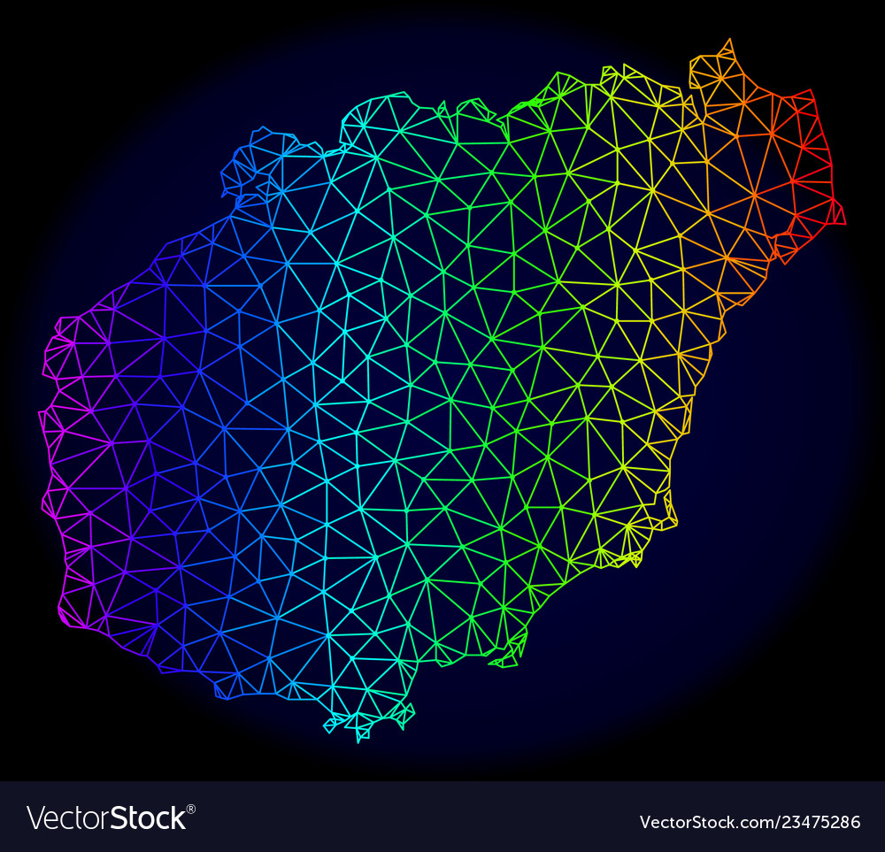 Polygonal wire frame spectrum mesh map vector image Polygonal wire frame spectrum mesh map