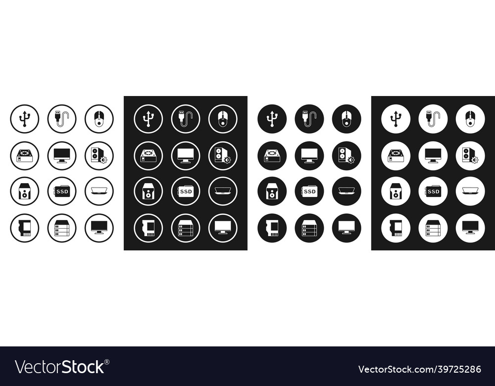 Set computer mouse monitor screen cooler usb vector image Set computer mouse monitor screen cooler usb