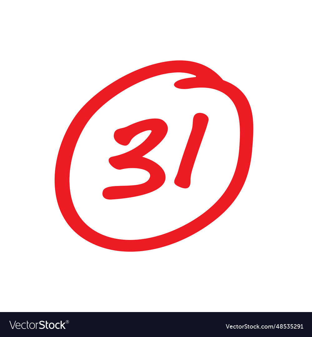 31 Points Mark Bad Exam Score Thirty One Vector Image