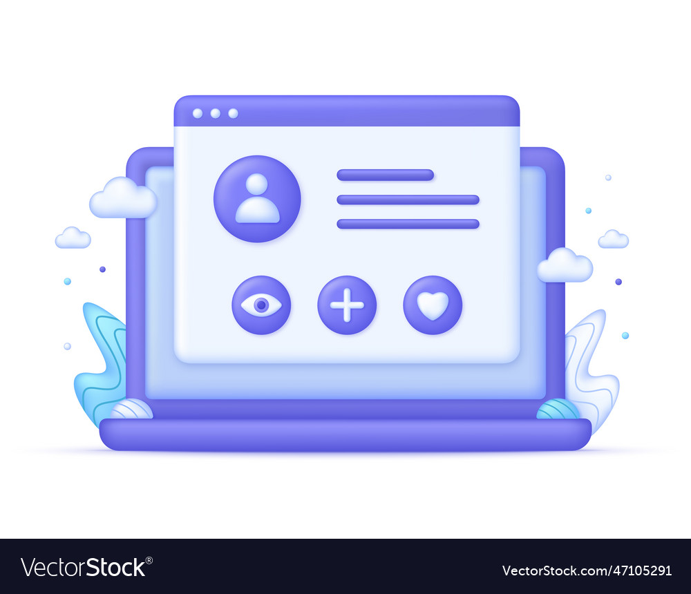 3d browser window design on computer vector image 3d browser window design on computer