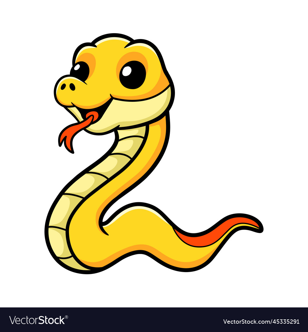 Cute yellow insularis snake cartoon