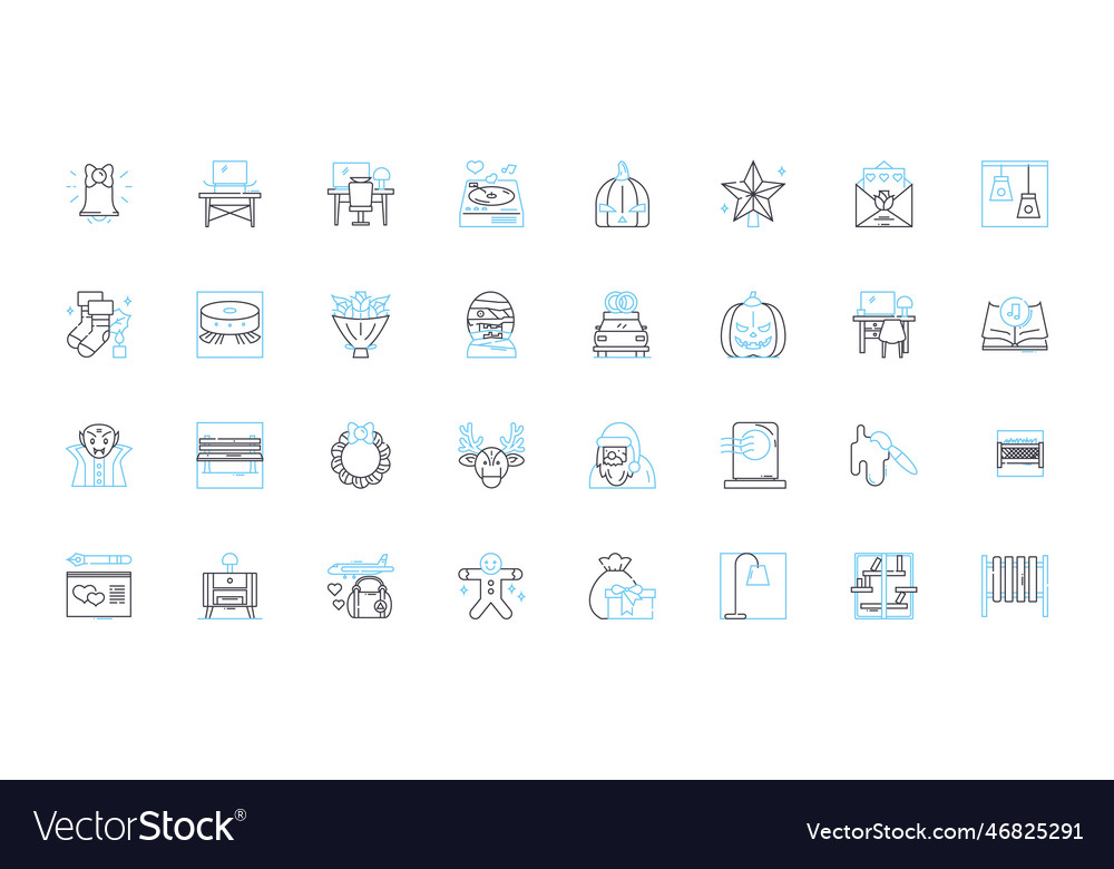 Embellishing Linear Icons Set Adorn Decorate Vector Image