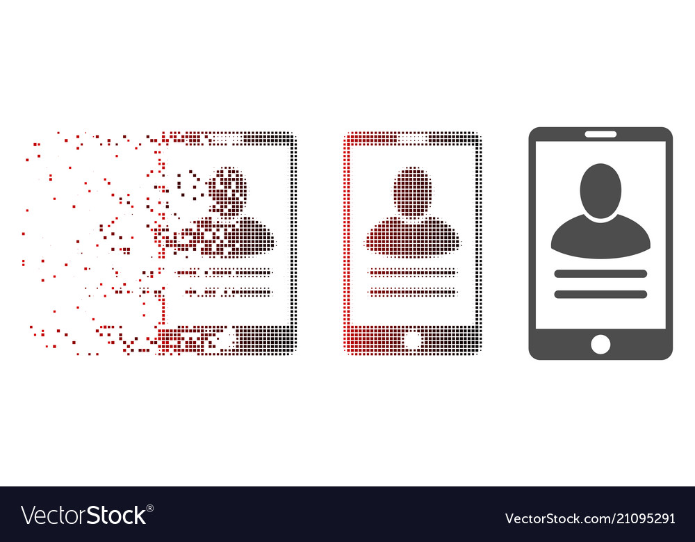 Fractured pixel halftone mobile user properties vector image Fractured pixel halftone mobile user properties