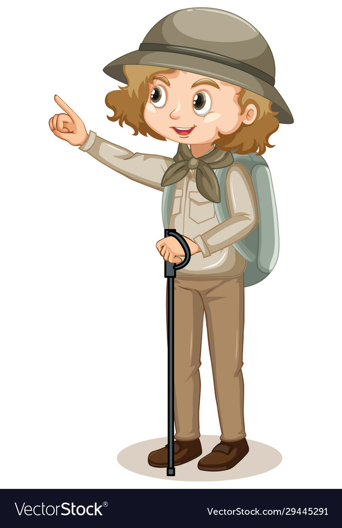 Girl in safari outfit on white background Vector Image