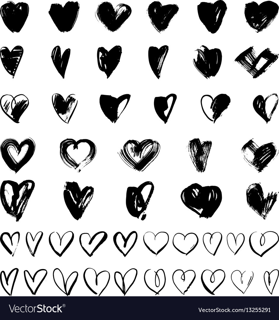 Hand drawn hearts Royalty Free Vector Image - VectorStock