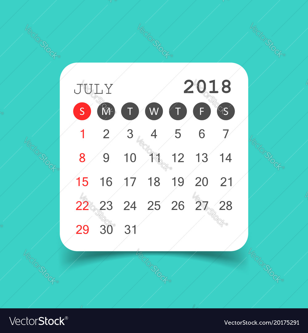 Juli 2018 Kalender Aufkleber Design