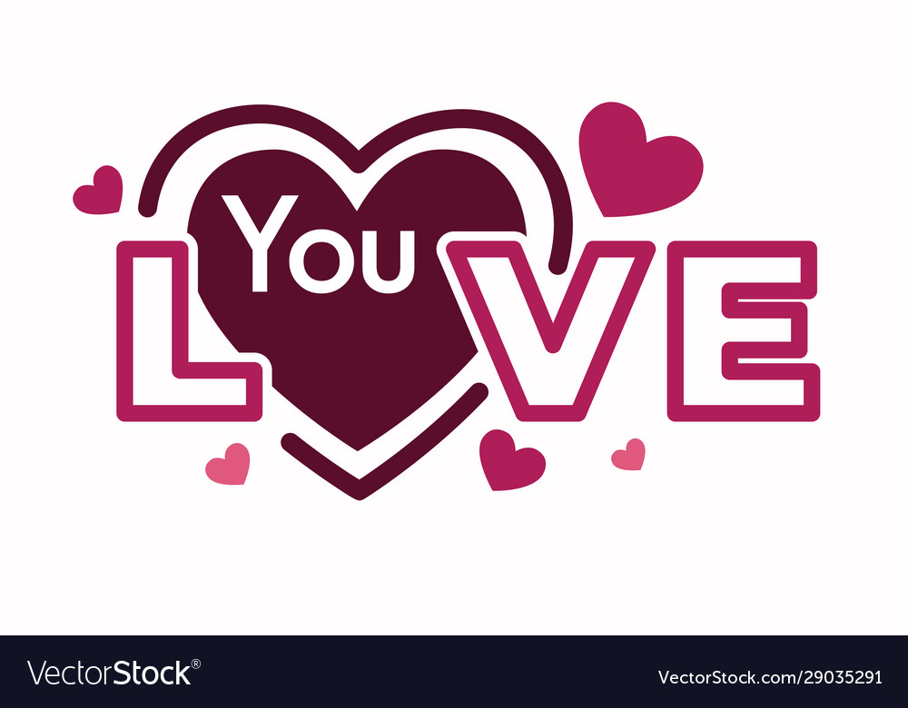 Love you texting with incorcorated pink hearts Vector Image