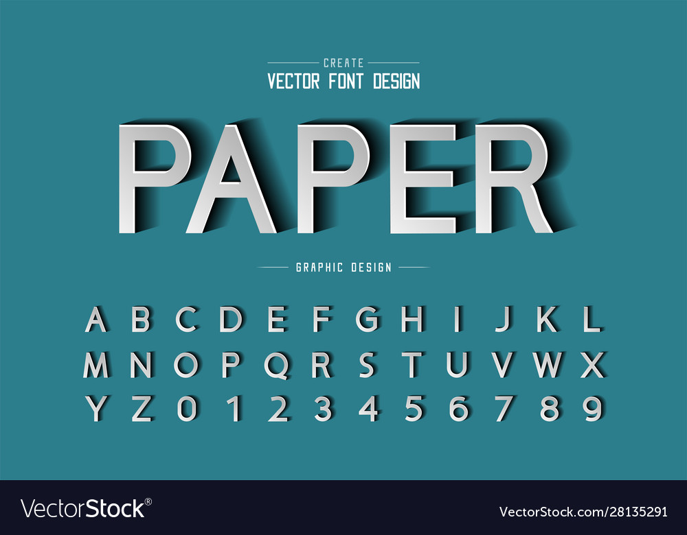 Paper cut font and alphabet design typeface