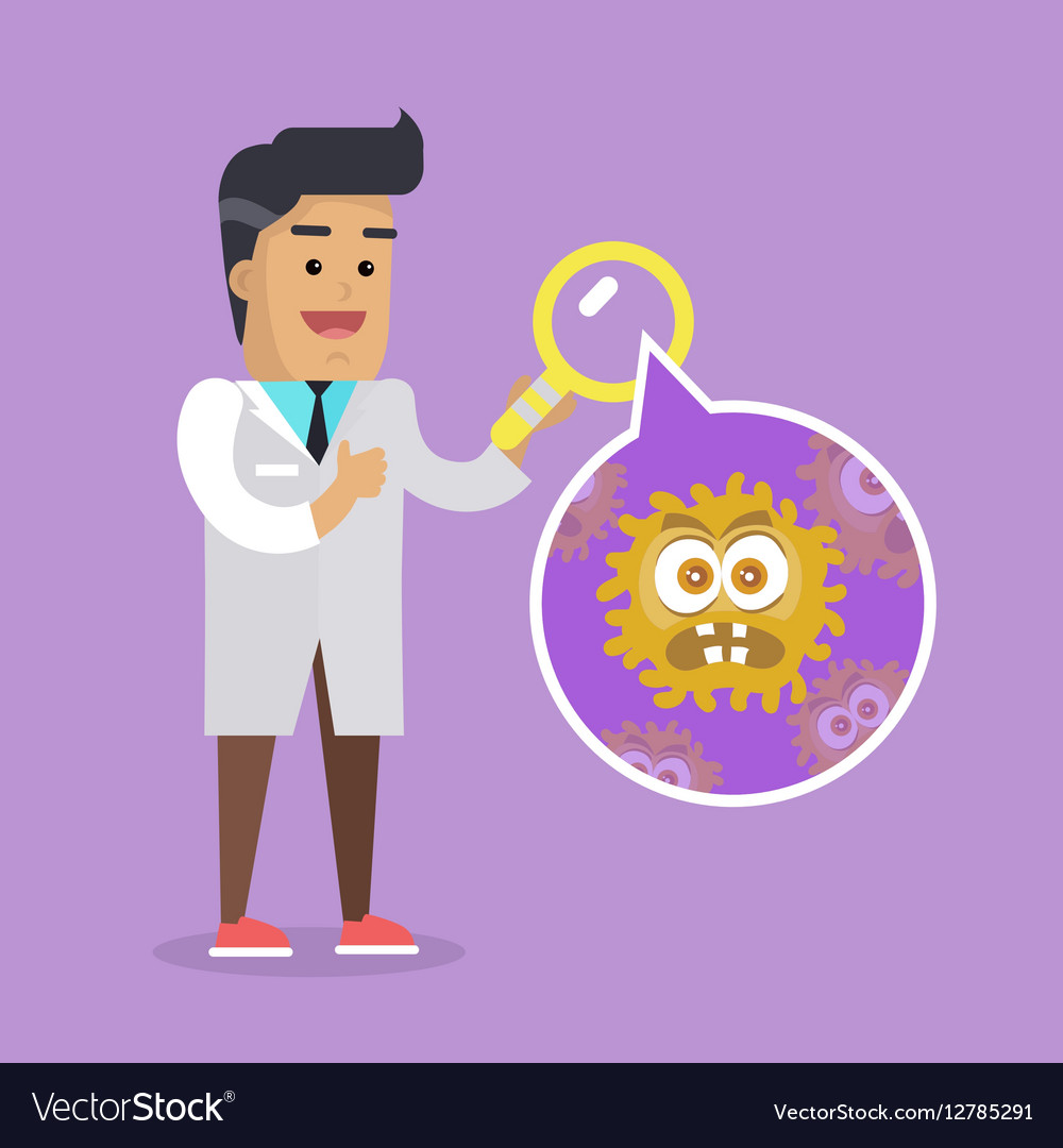 Scientist man investigate bacterium Royalty Free Vector