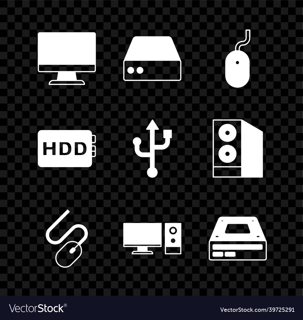 Set computer monitor screen server data web vector image Set computer monitor screen server data web