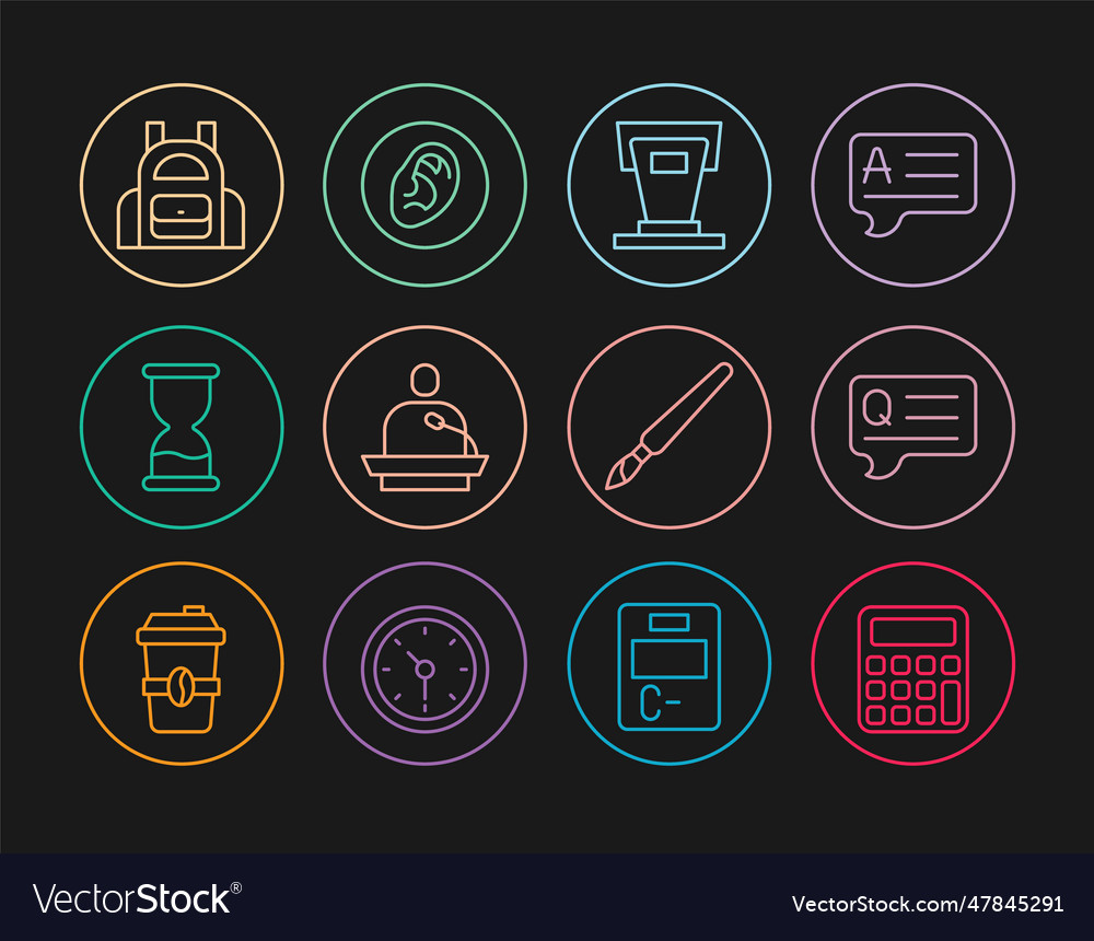 Set line calculator speech bubbles with question vector image Set line calculator speech bubbles with question