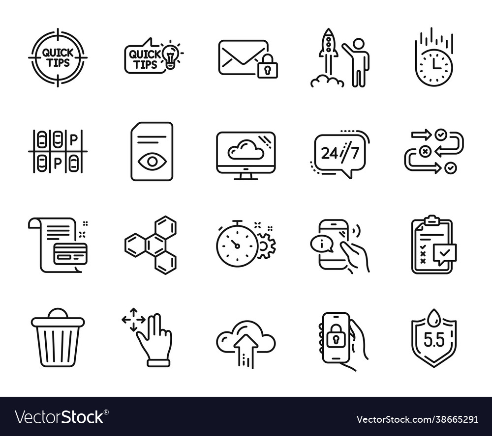 Set locked app cloud upload and launch vector image Set locked app cloud upload and launch