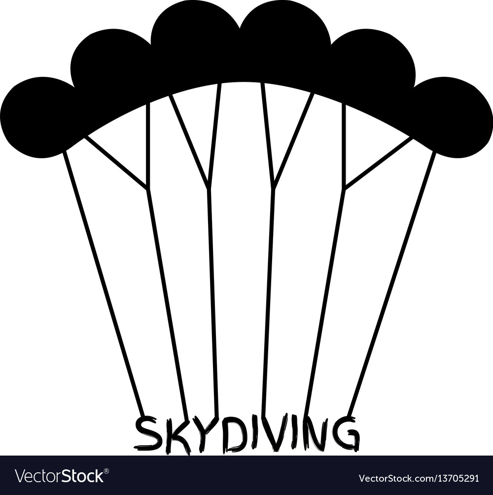 Skydiving Logo im flachen Stil schwarz extreme Sport