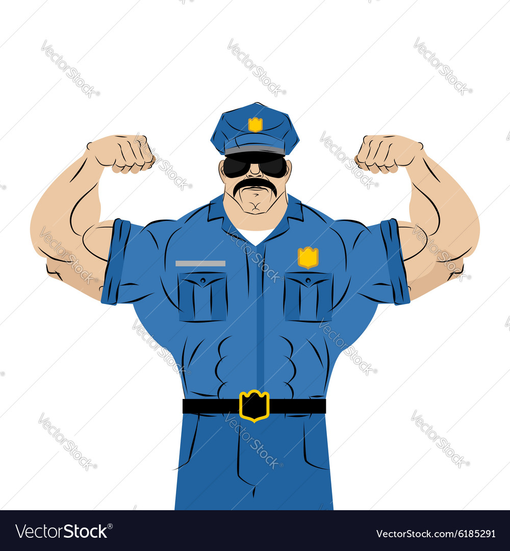 Strong power police officer large man