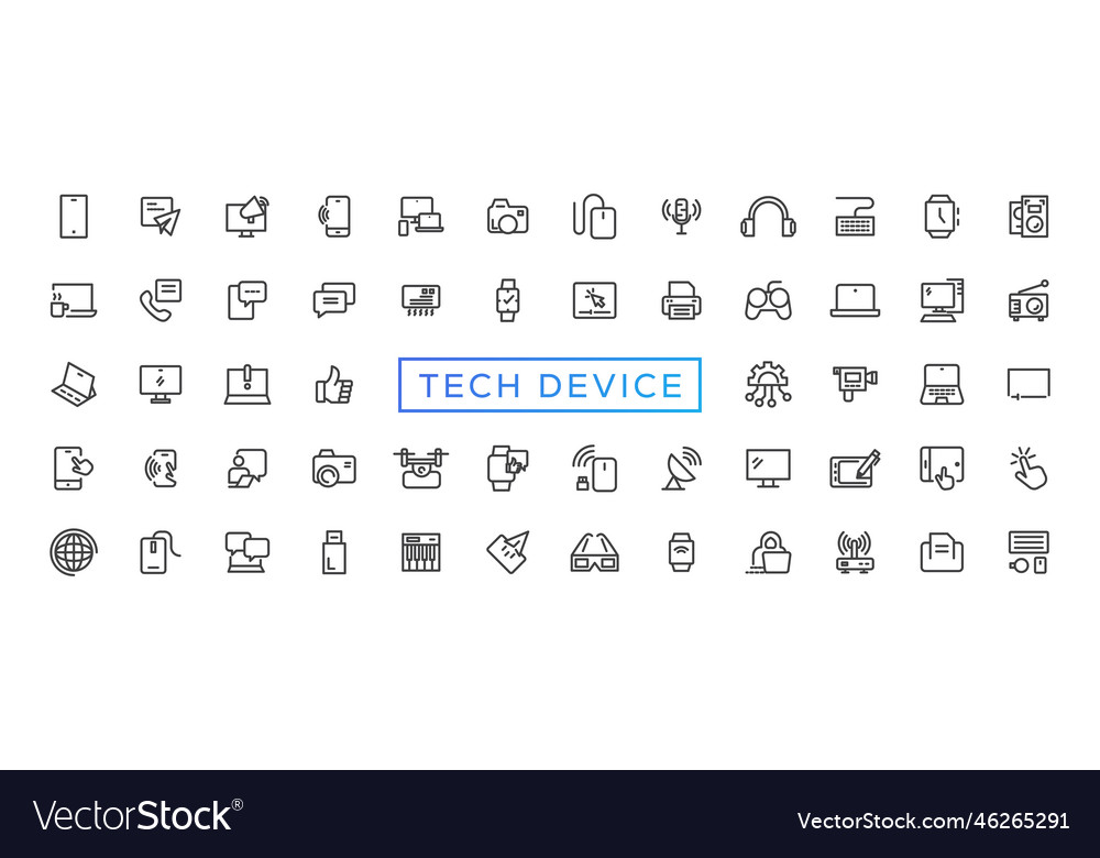 Tech device thin lines flat icon solid