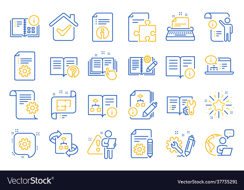 Technische Dokumentationszeile Icons set vector image Technische Dokumentationszeile Icons set