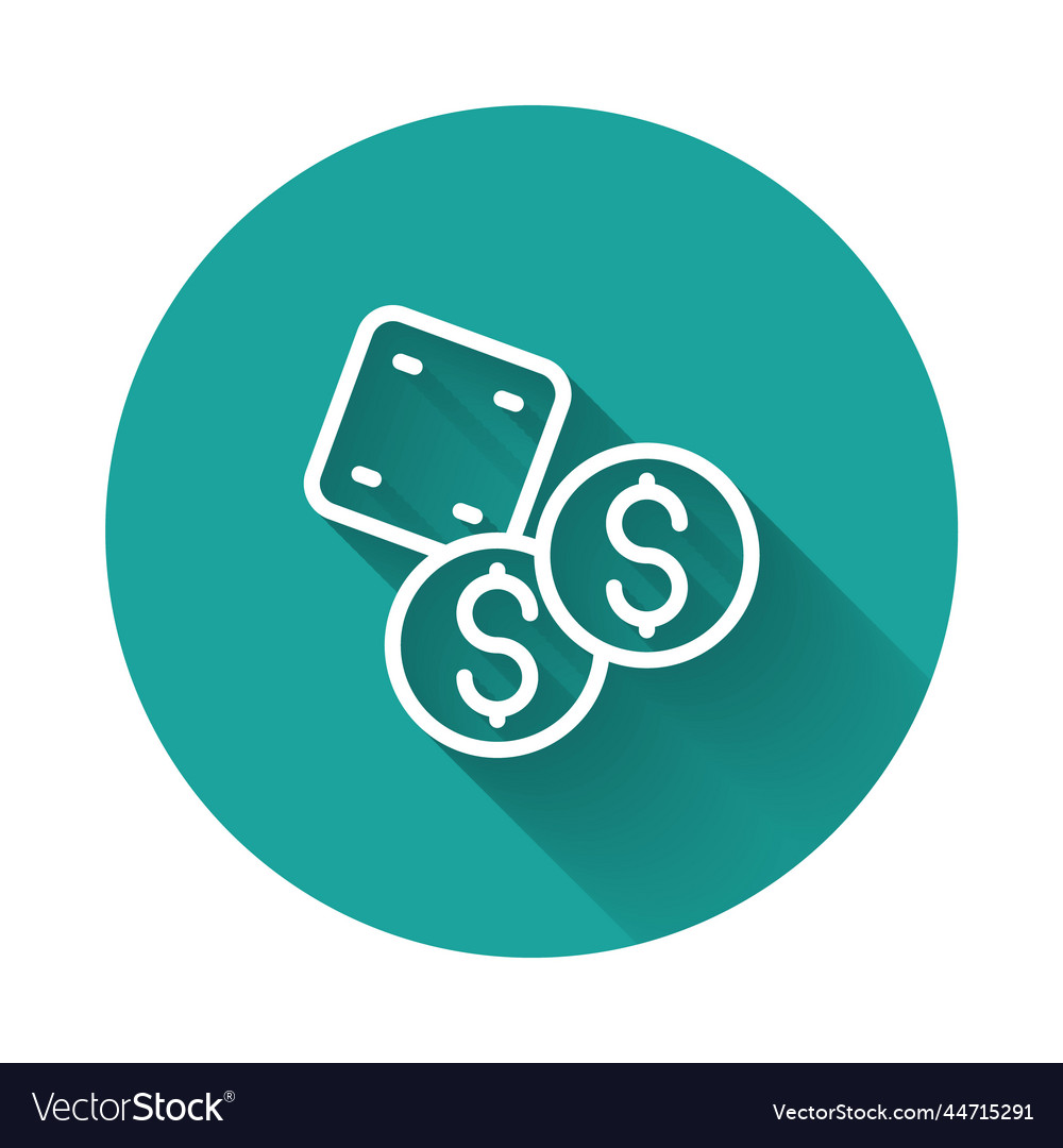 White line game dice icon isolated with long