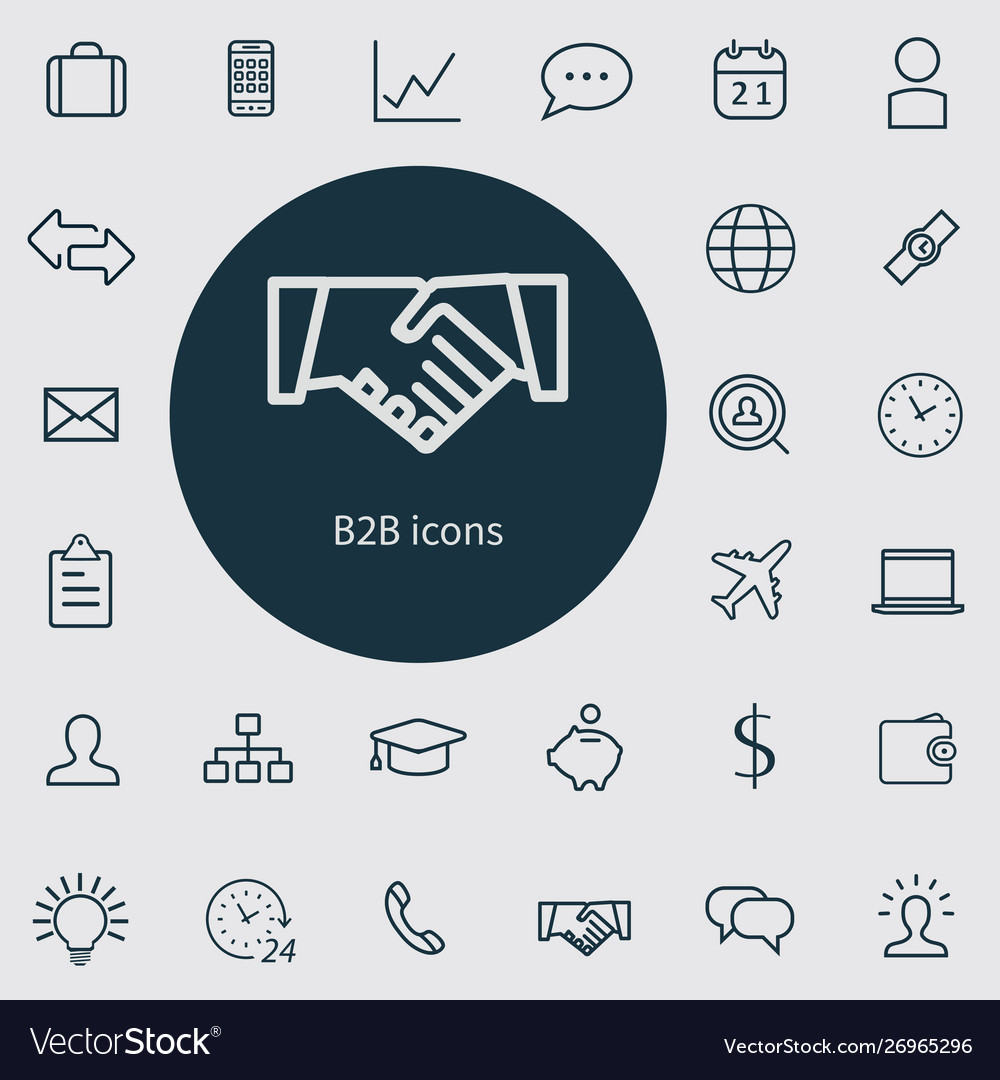 B2b outline thin flat digital icon set