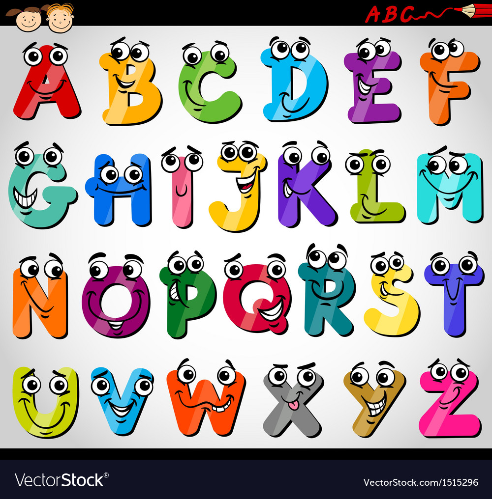 Capital letters alphabet cartoon Royalty Free Vector Image