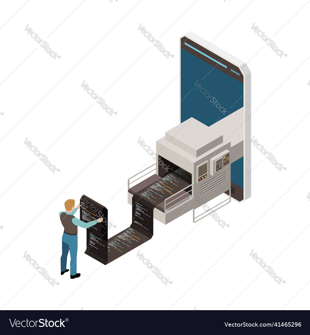 Conveyor programming conceptual composition vector image Conveyor programming conceptual composition