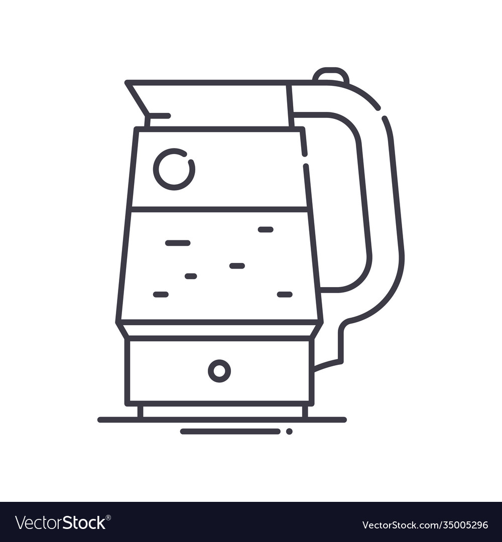 Electric kettle icon linear isolated