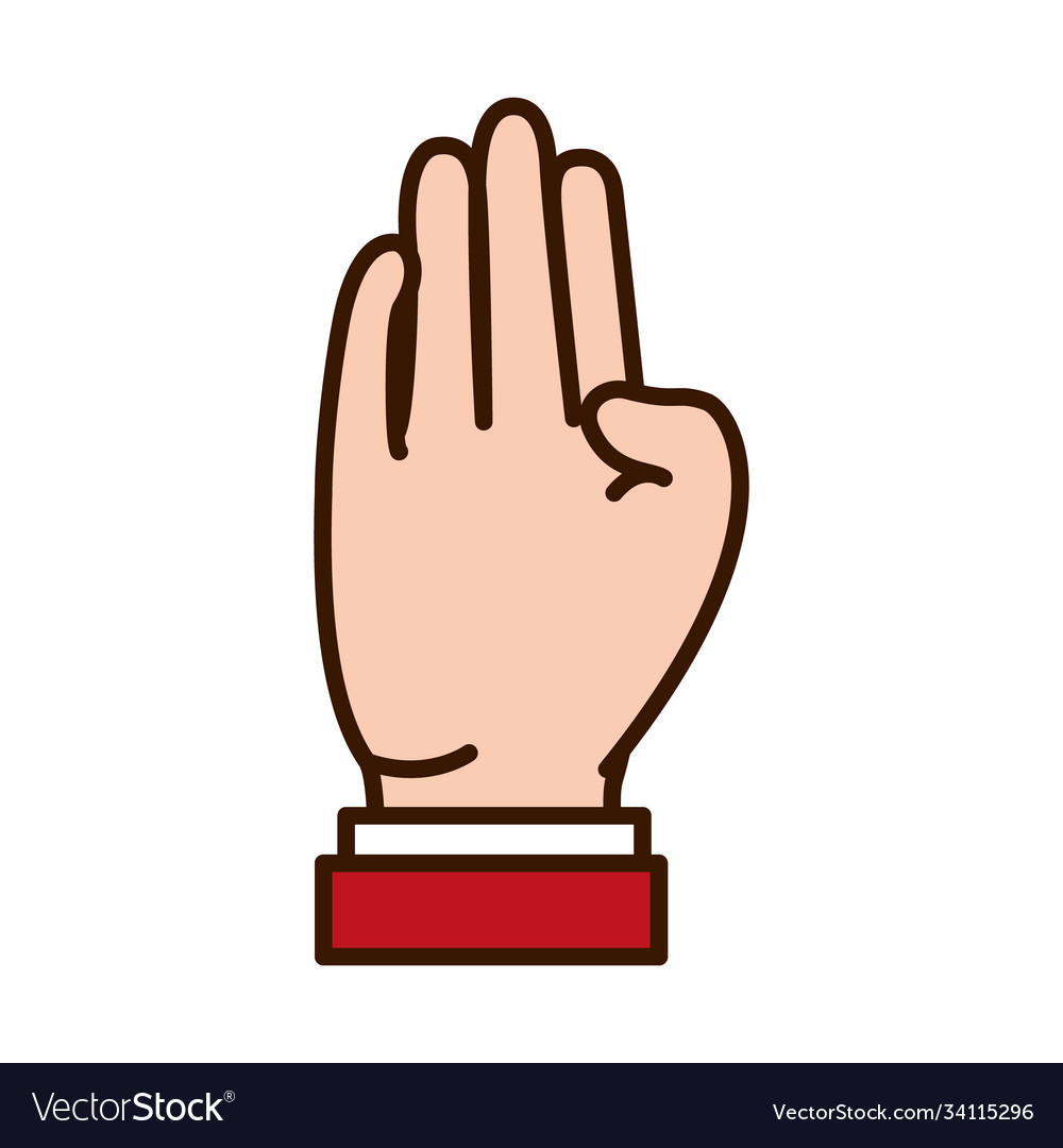 Hand gesture showing letter b on sign language Vector Image