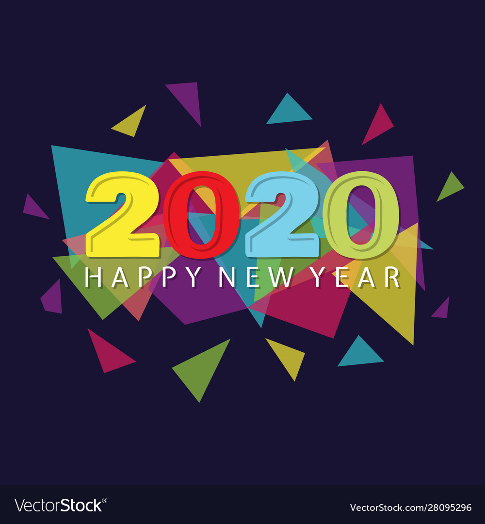 Happy 2020 New Year Insta Colour Banner Royalty Free Vector