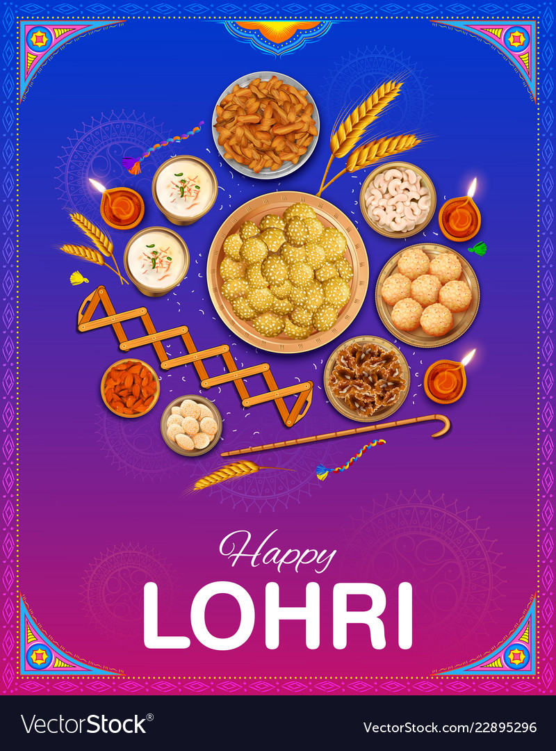 Happy lohri holiday background for punjabi Vector Image