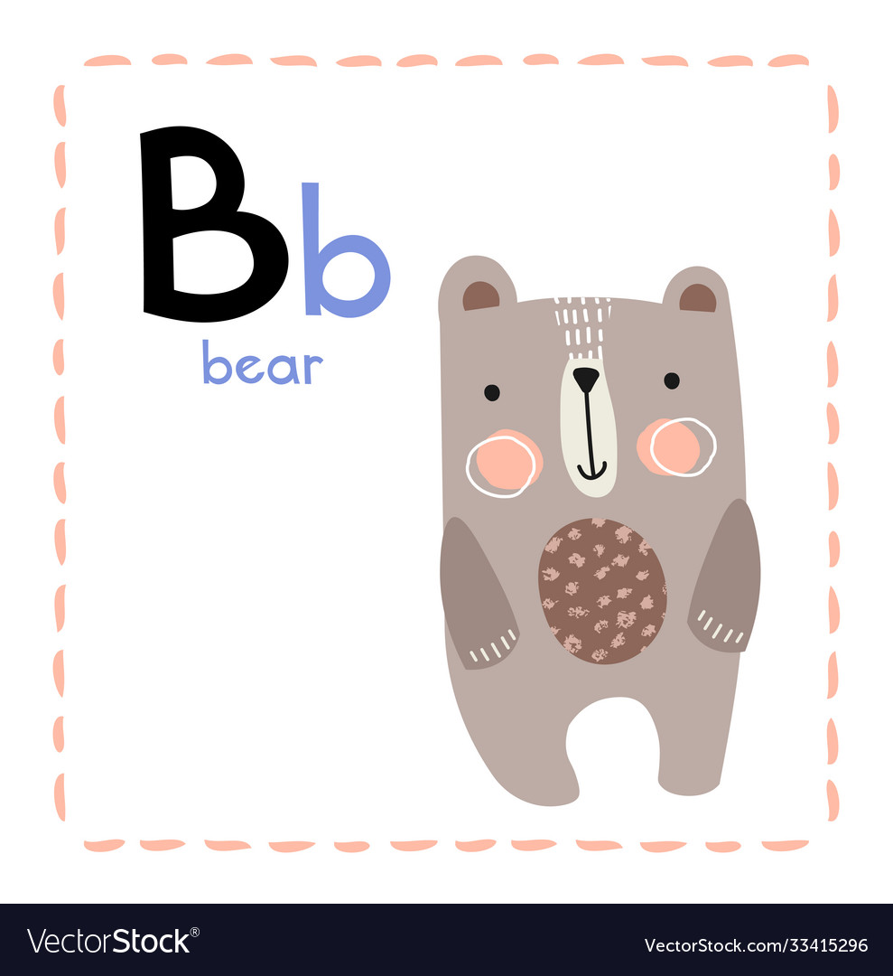 Letter b funny alphabet for young children Vector Image