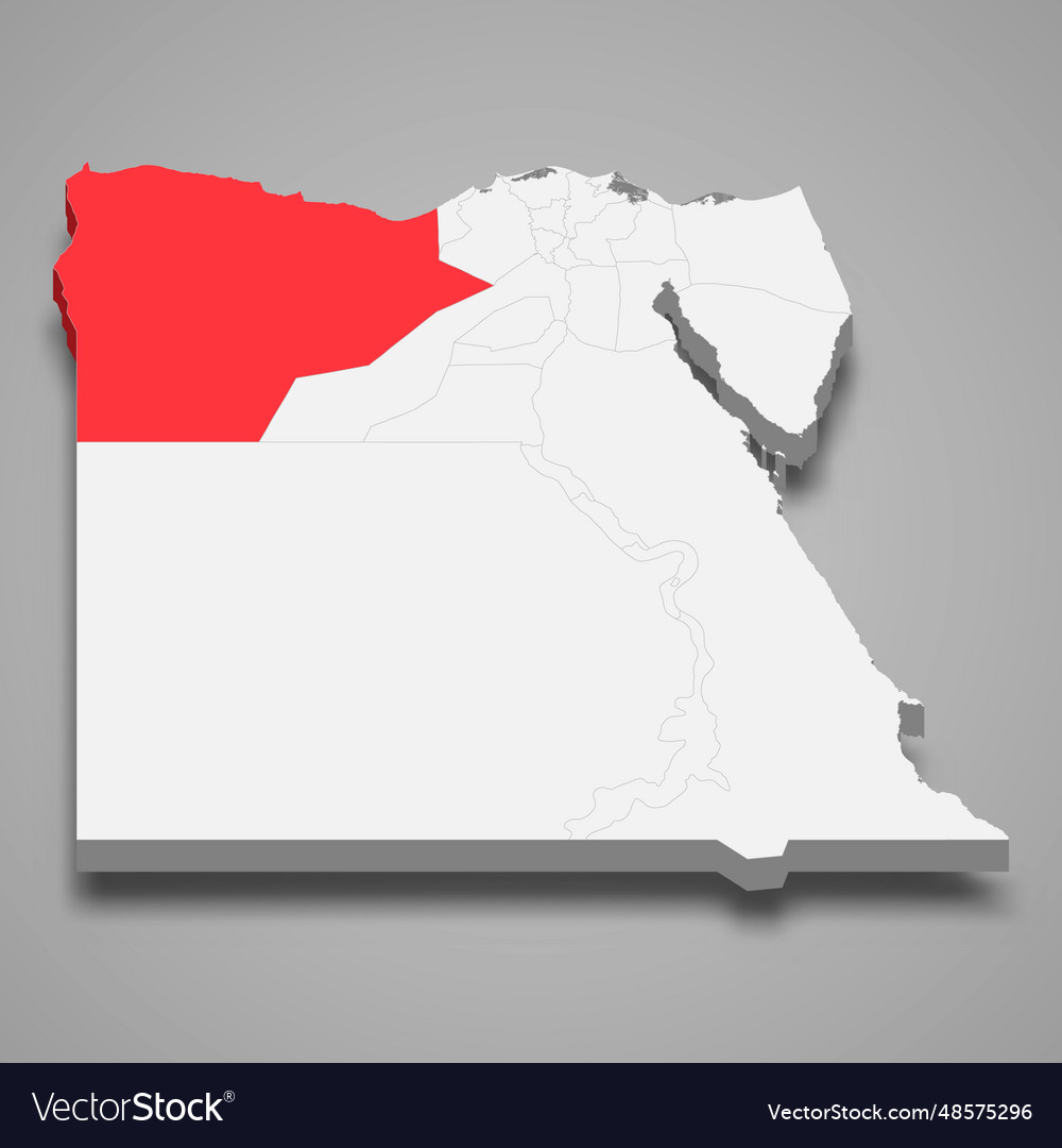 Matrouh region location within egypt 3d map