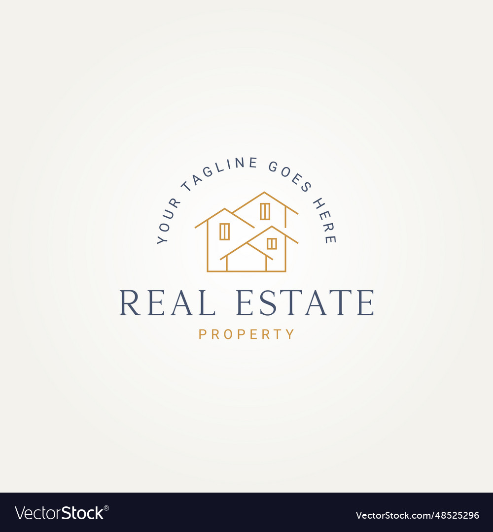 Minimalist real estate line art icon logo