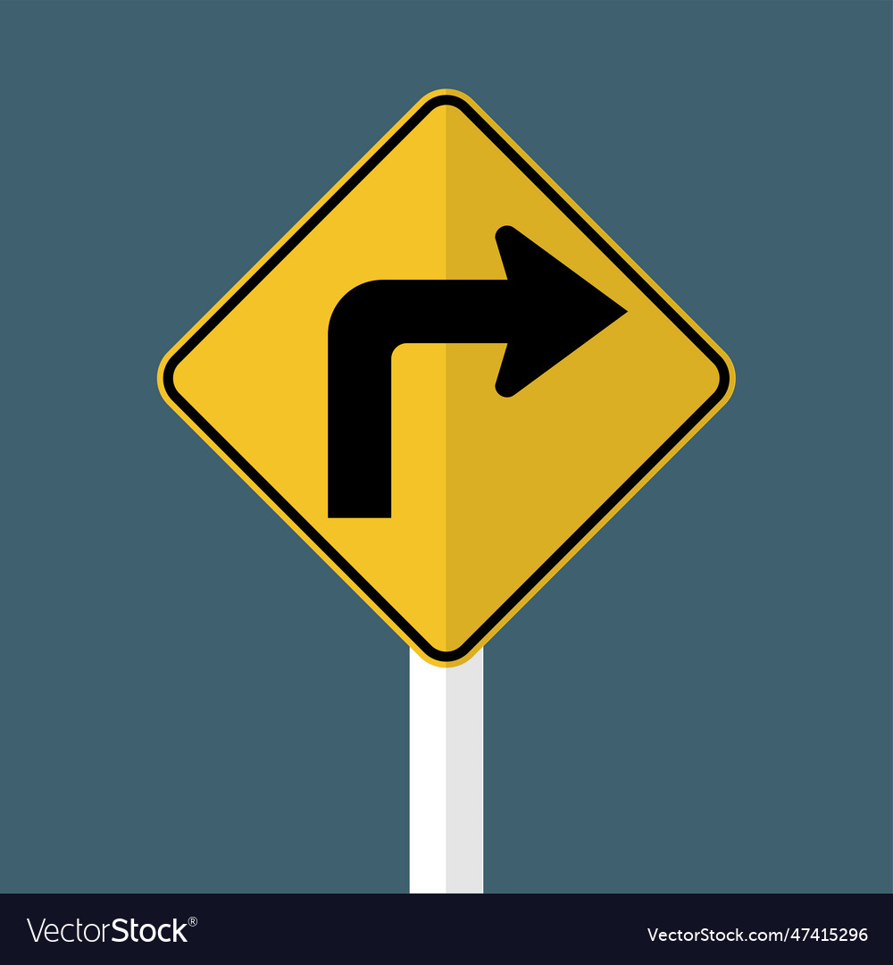 Right turn ahead traffic sign Royalty Free Vector Image