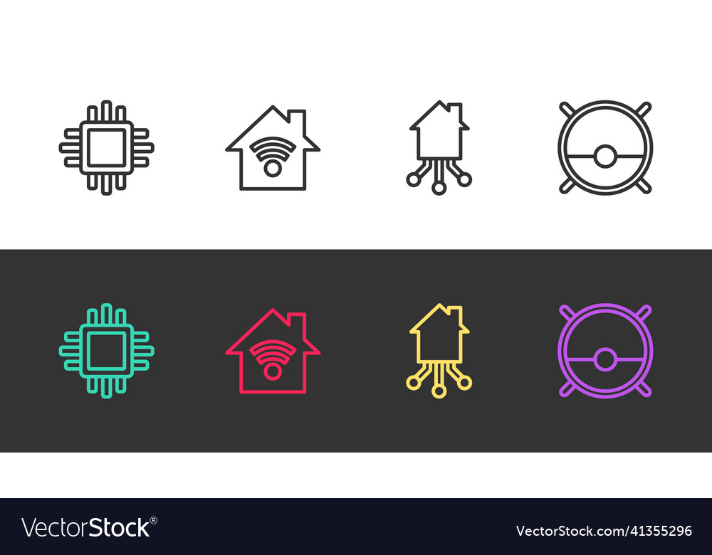 Set line processor with cpu smart home wi-fi vector image Set line processor with cpu smart home wi-fi