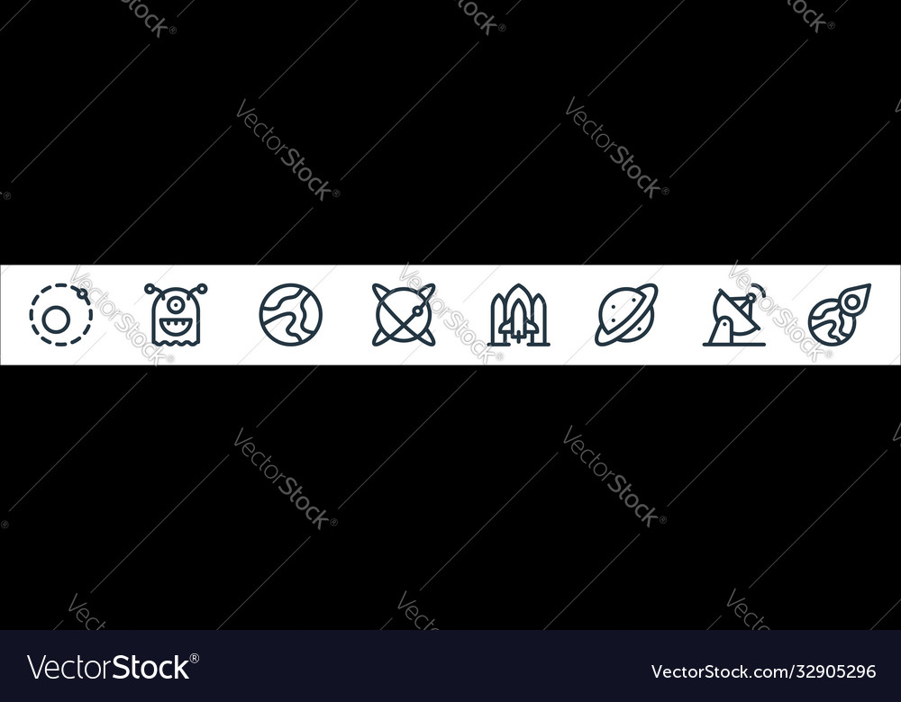 Space line icons linear set quality vector image Space line icons linear set quality