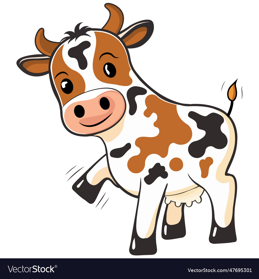 Cow flat cartoon style mascot logo Royalty Free Vector Image