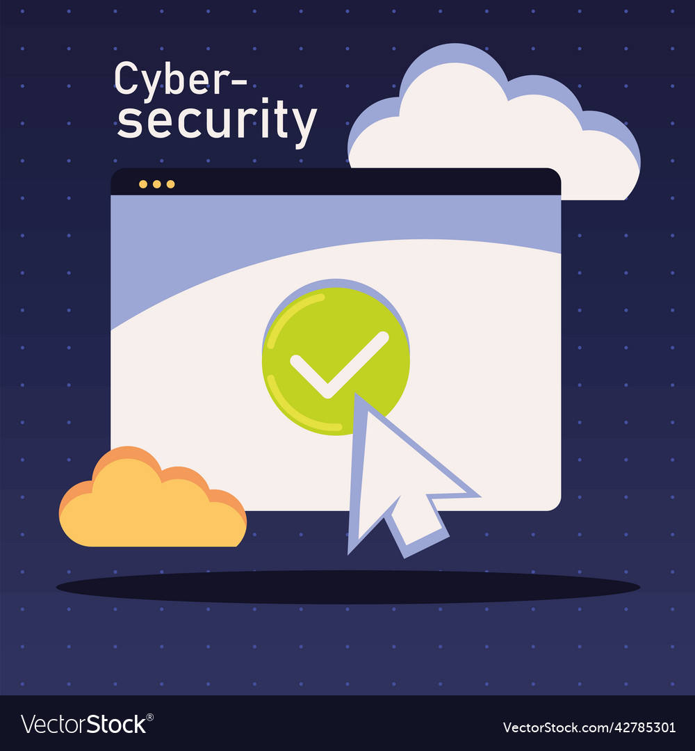 Cybersecurity clicking check mark