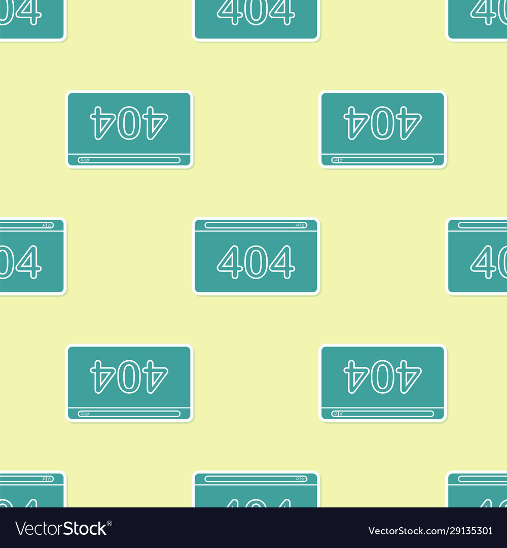 Green page with a 404 error icon isolated vector image Green page with a 404 error icon isolated