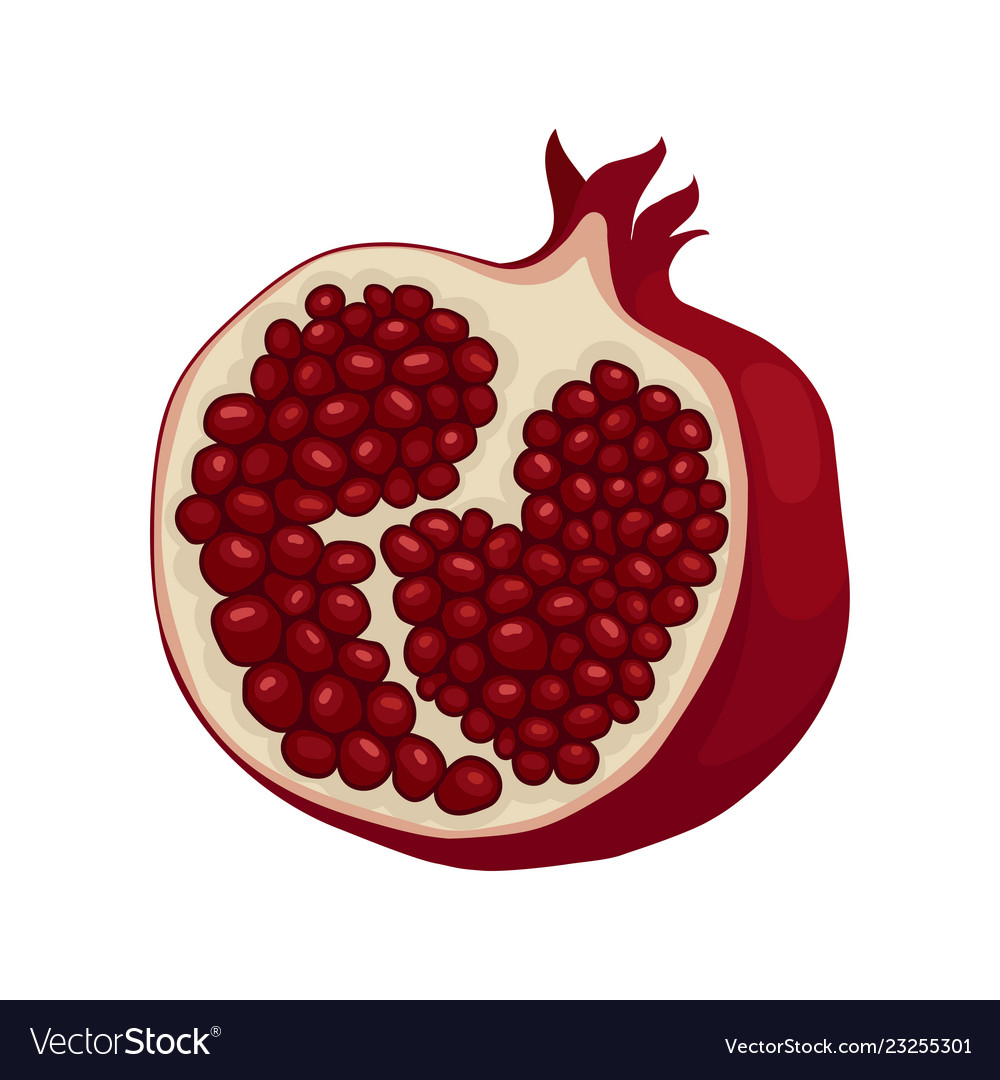 Half of ripe pomegranate fruit with sweet juicy