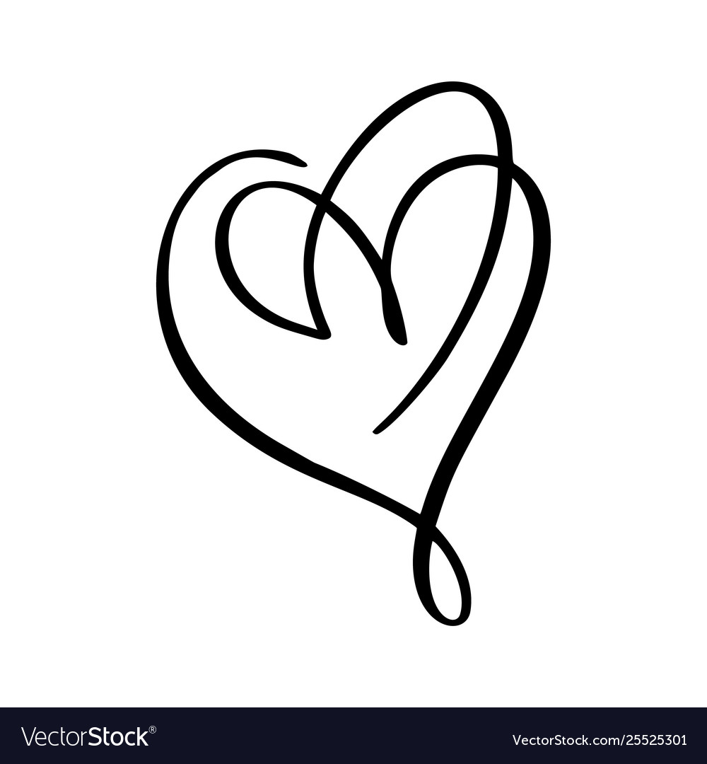 Hand drawn two heart love sign romantic Royalty Free Vector