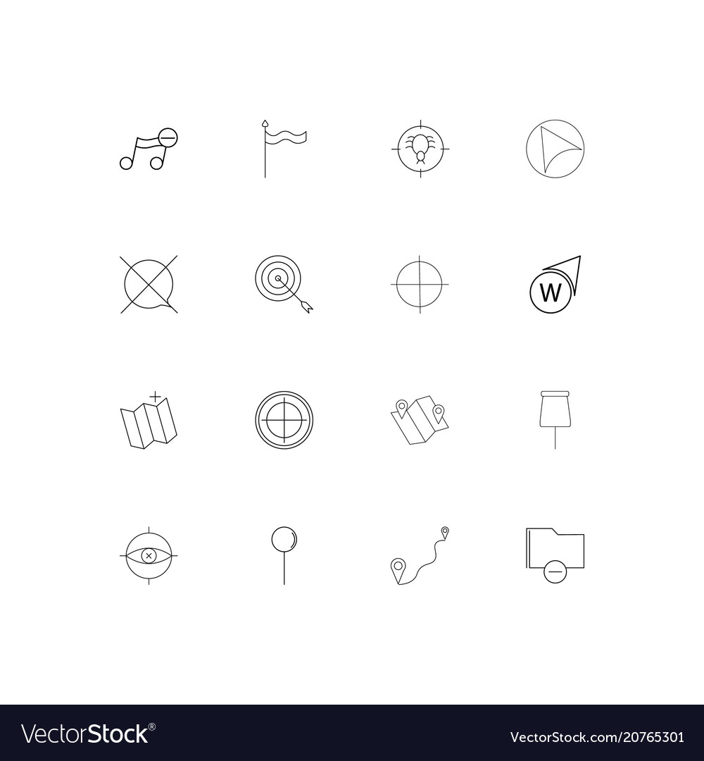 Maps and navigation linear thin icons set