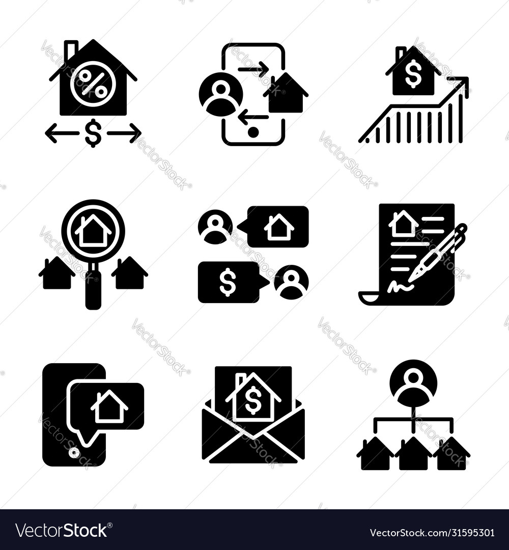 Marketing real estate icon set include