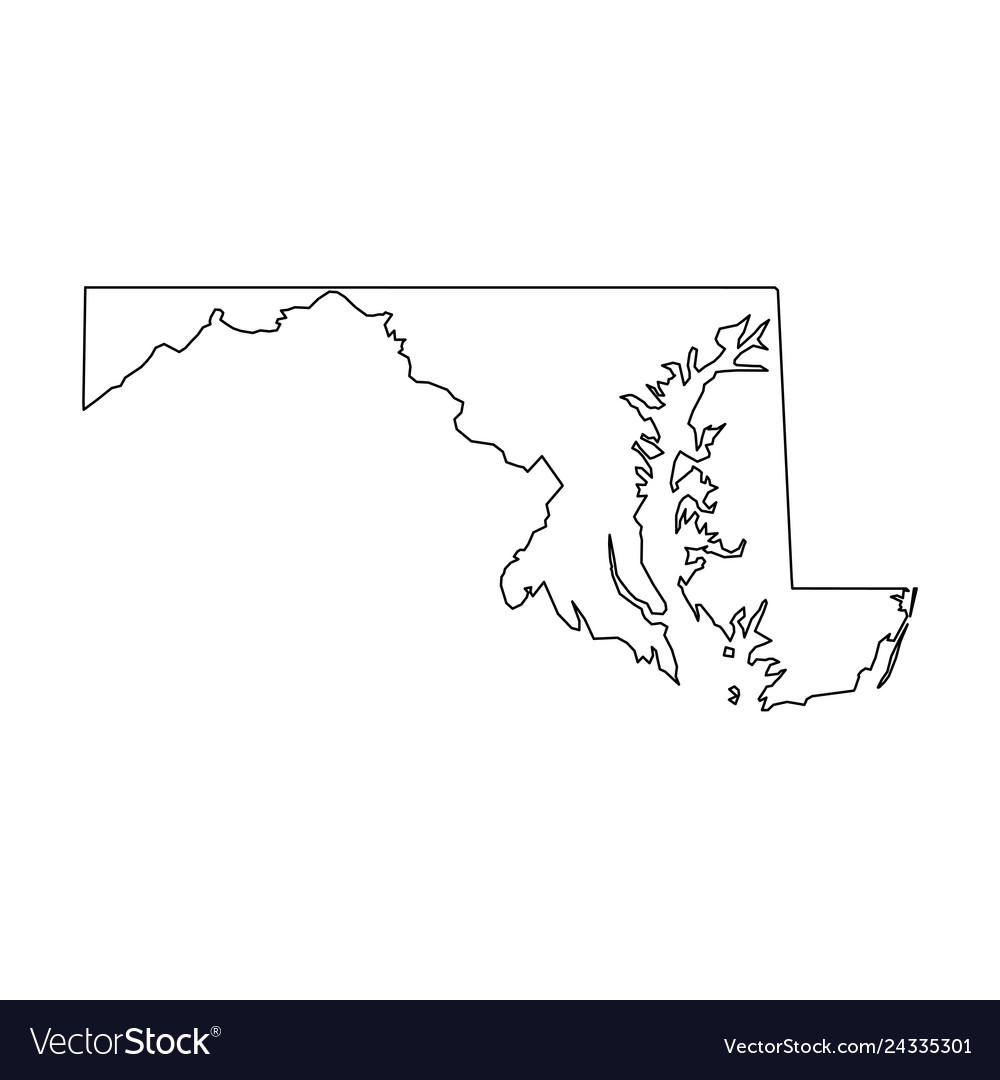 Maryland state usa solid black outline map Vector Image