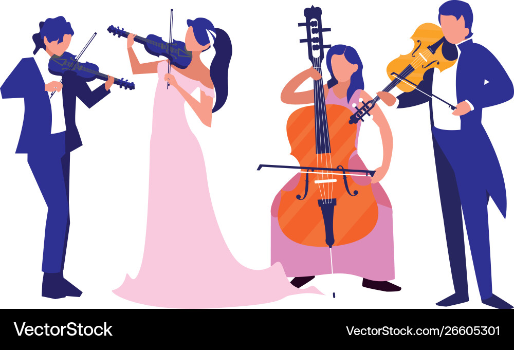 Musicians people playing instrument orchestra Vector Image