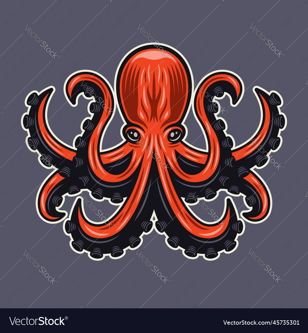 Octopus colored isolated Royalty Free Vector Image